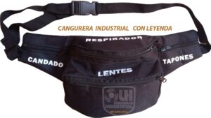 CANGURERA DE POLIESTER NEGRO CIERRE DE Y BROCHE TIPO SAMSONITE DE 1” CON LEYENDA ENTREGA INMEDIATA